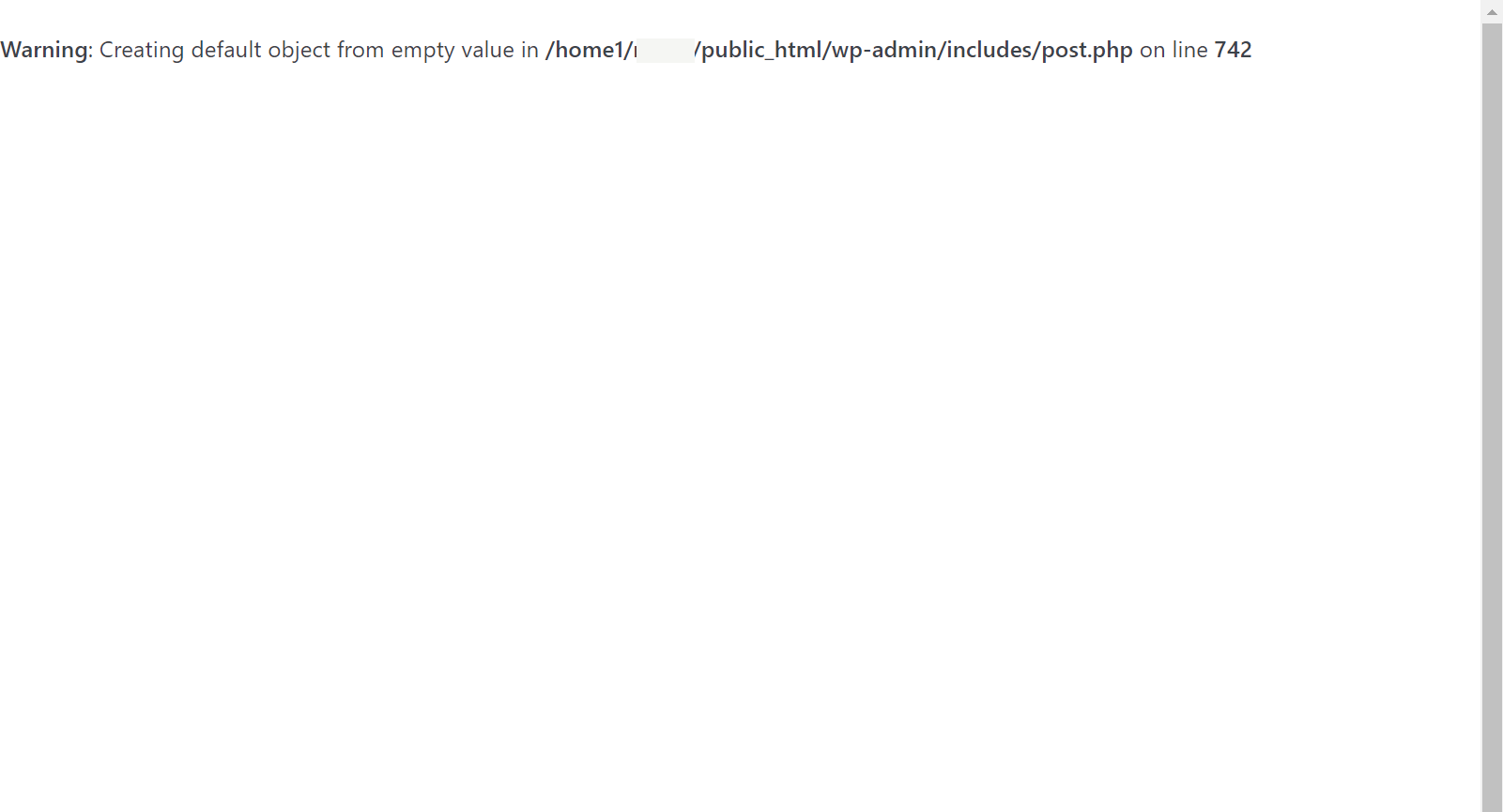 워드프레스 Warning: Creating default object from empty value 오류가 발생하는 경우