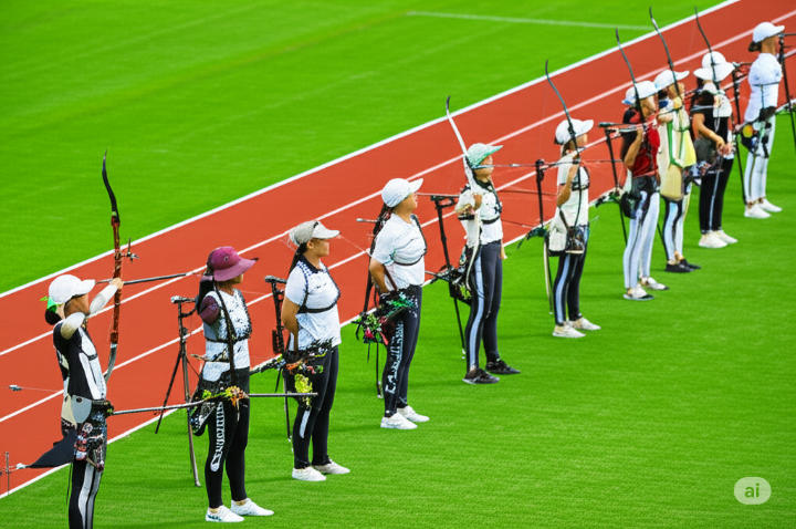 선수들이 경기장에서 시합 전 도열해 있는 모습