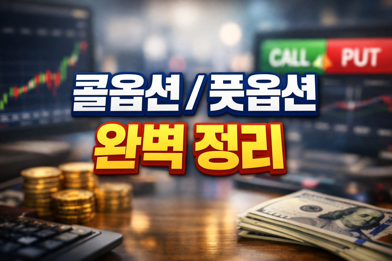 콜옵션 풋옵션 완벽 정리 썸네일, 주식 옵션 기초 개념과 파생상품 구조 설명 이미지