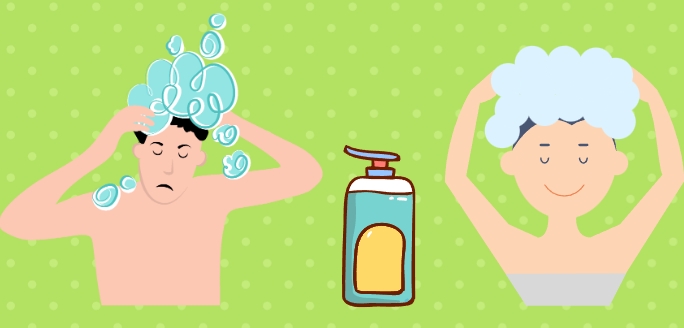 샴푸하고 있는 남자와 여자