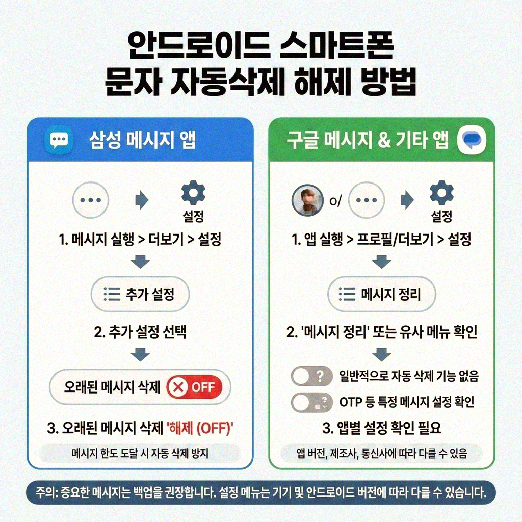 스마트폰 문자 자동삭제 해제, 이제 걱정 끝!