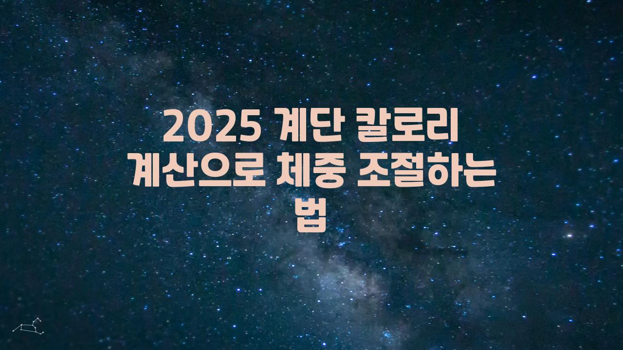 2025 계단 칼로리 계산