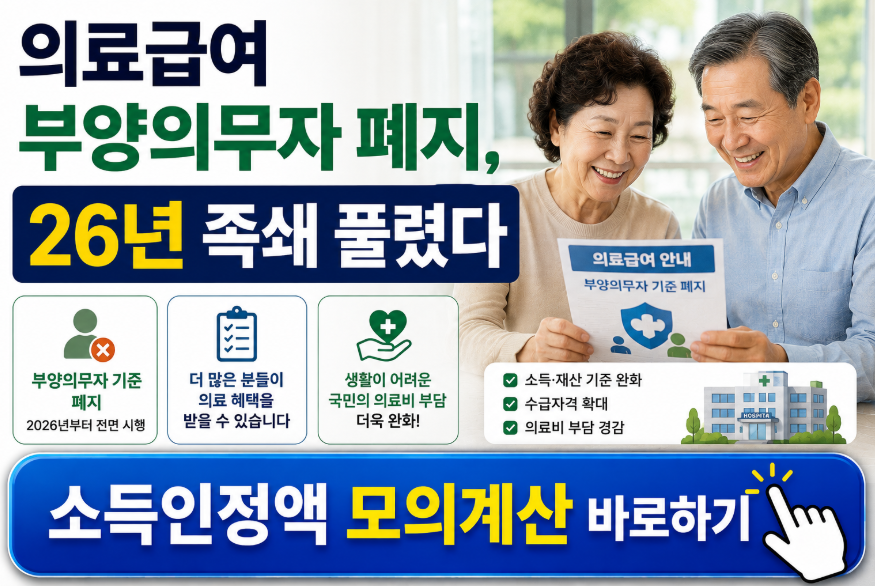 의료급여 부양의무자 폐지, 26년 족쇄 풀렸다 — 탈락자 재신청 완전 가이드 (2026)