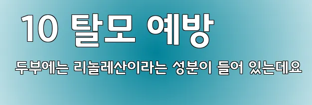  10 탈모 예방 두부에는 리놀레산이라는 성분이 들어 있는데요