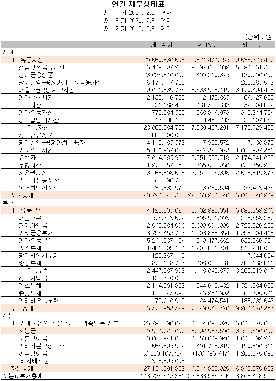 자어언트스텝 - 재무상태표