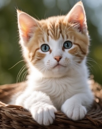 얼굴이 갈색인 아기고양이 한마리 사진