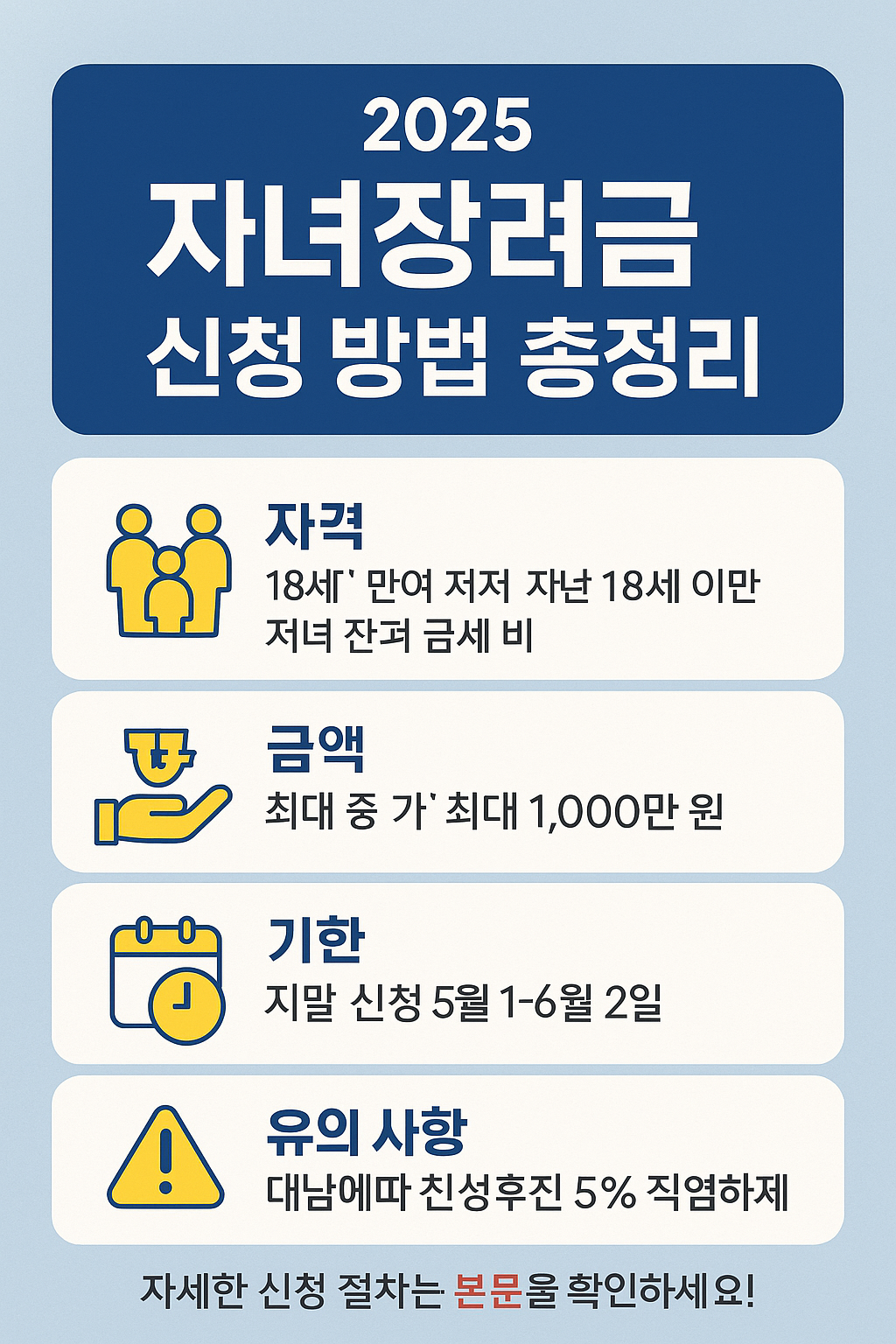 2025 자녀장려금 신청 방법 총정리