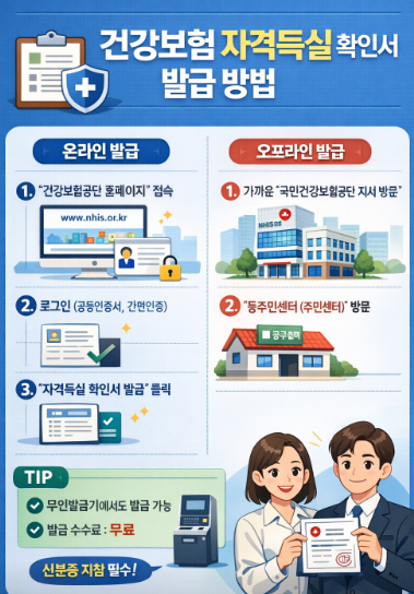 건강보험 자격득실 확인서 발급 방법 안내 이미지