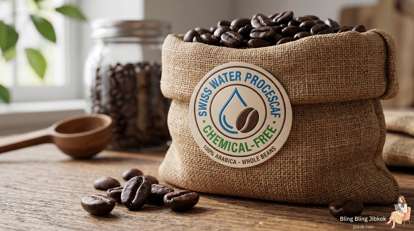 화학 물질 없는 스위스 워터 프로세스 디카페인 로고 원두 (swiss water process coffee)