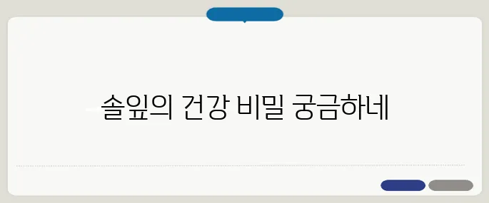 솔잎 효능 항산화 효과와 건강 개선