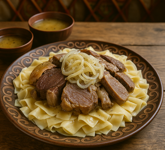 카자흐스탄 전통 음식 베쉬바르막 말고기 관련 사진