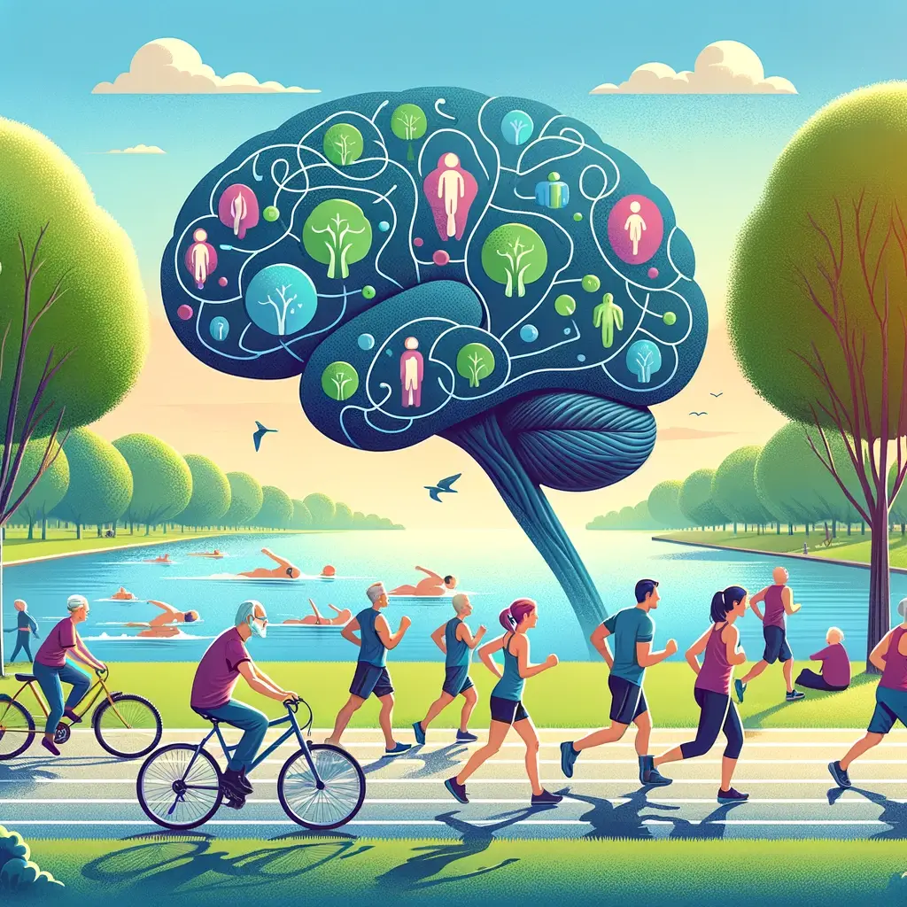 유산소 운동을 하는 야외 공원 장면