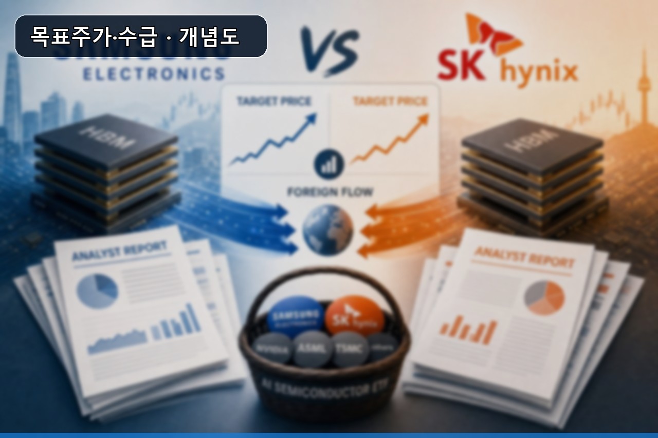 삼성전자 SK하이닉스 외국인 수급 목표주가 비교 이미지