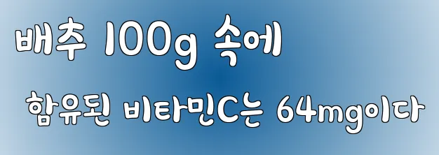 배추 100g 속에 함유된 비타민C는 64mg이다