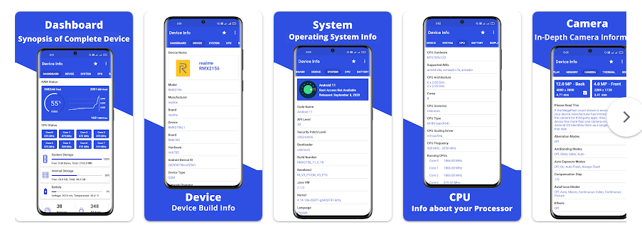 Device Info 앱, 시스템 및 CPU 정보 확인, Android 기기 성능 분석 도구