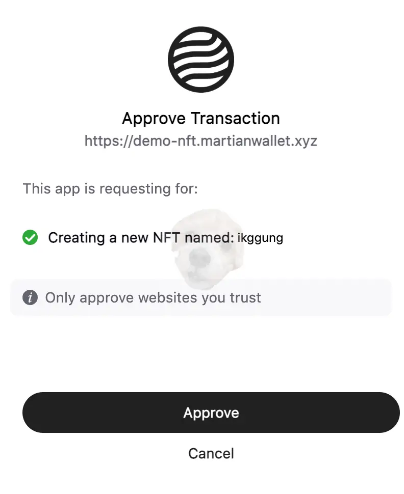 NFT 발행을 지갑을 통해 승인