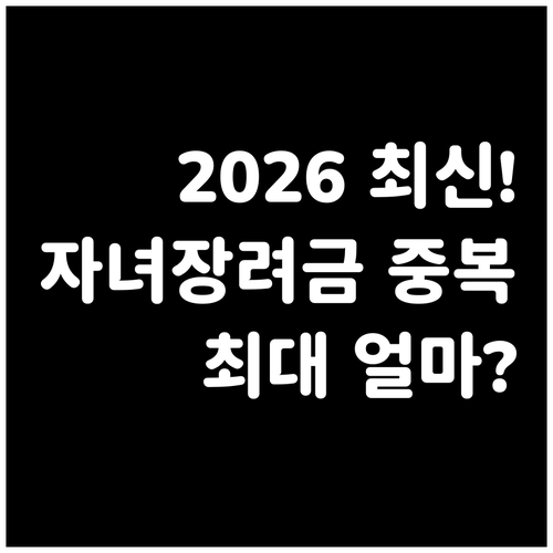 아동수당 중복 가능한 2026년 자녀..