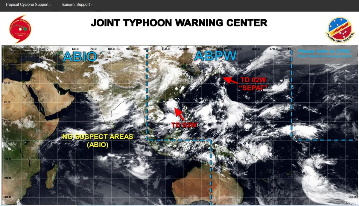 미국 합동 태풍경보센터 홈페이지 이미지