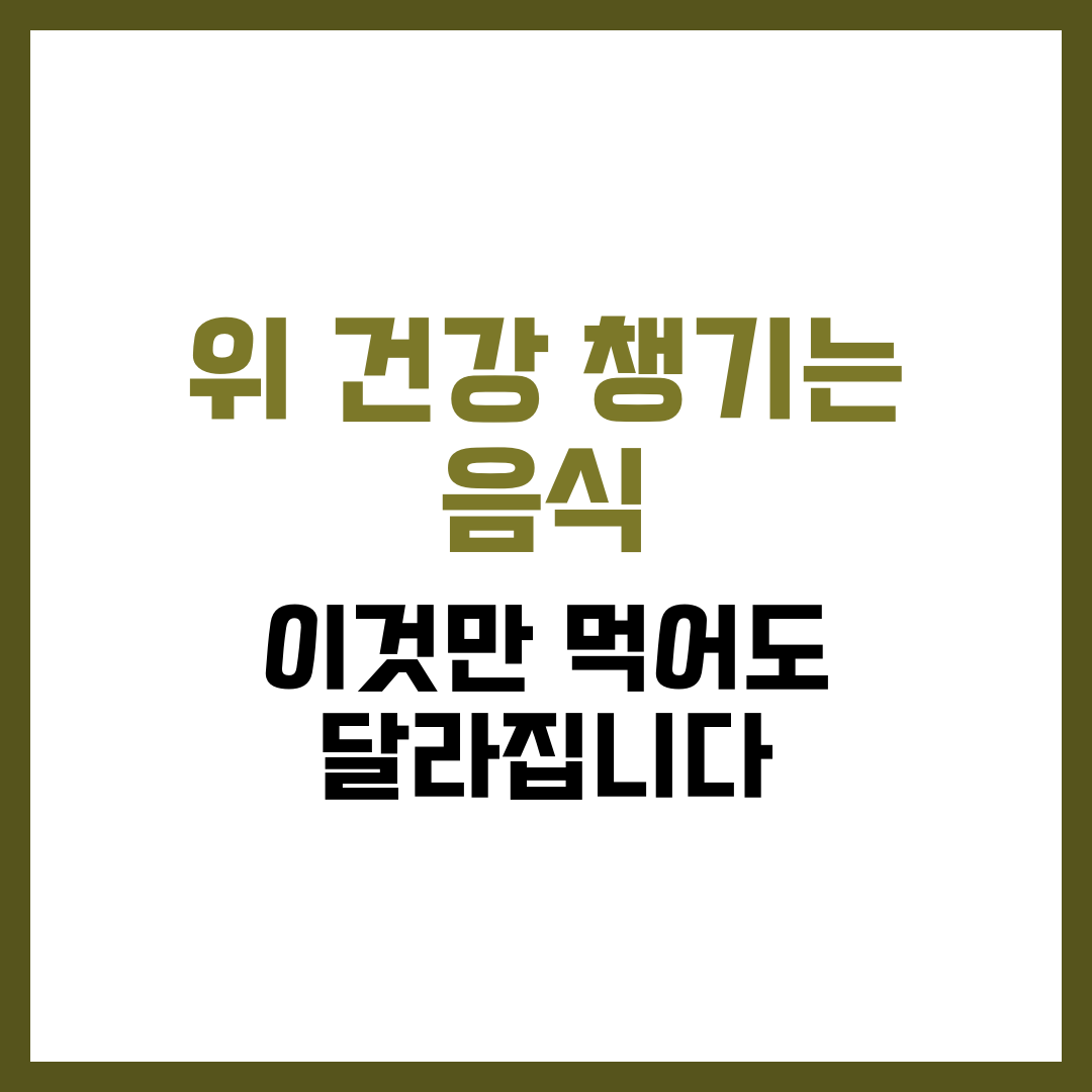 위 건강 챙기는 음식