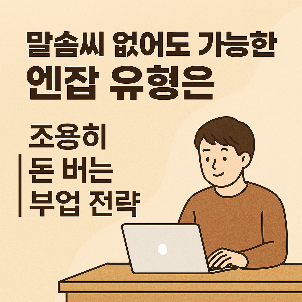 말솜씨 없어도 가능한 엔잡(N잡) 유형은? 조용히 돈 버는 부업 전략