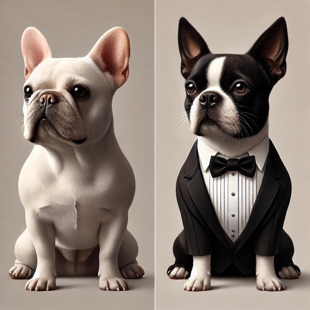 프렌치불독과 보스턴테리어 비교사진