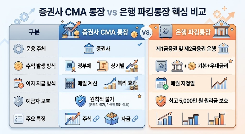 증권사 CMA 통장과 파킹통장 금리 비교 및 혜택 총정리