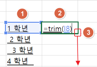 엑셀 TRIM을 이용하여 공백 제거하기