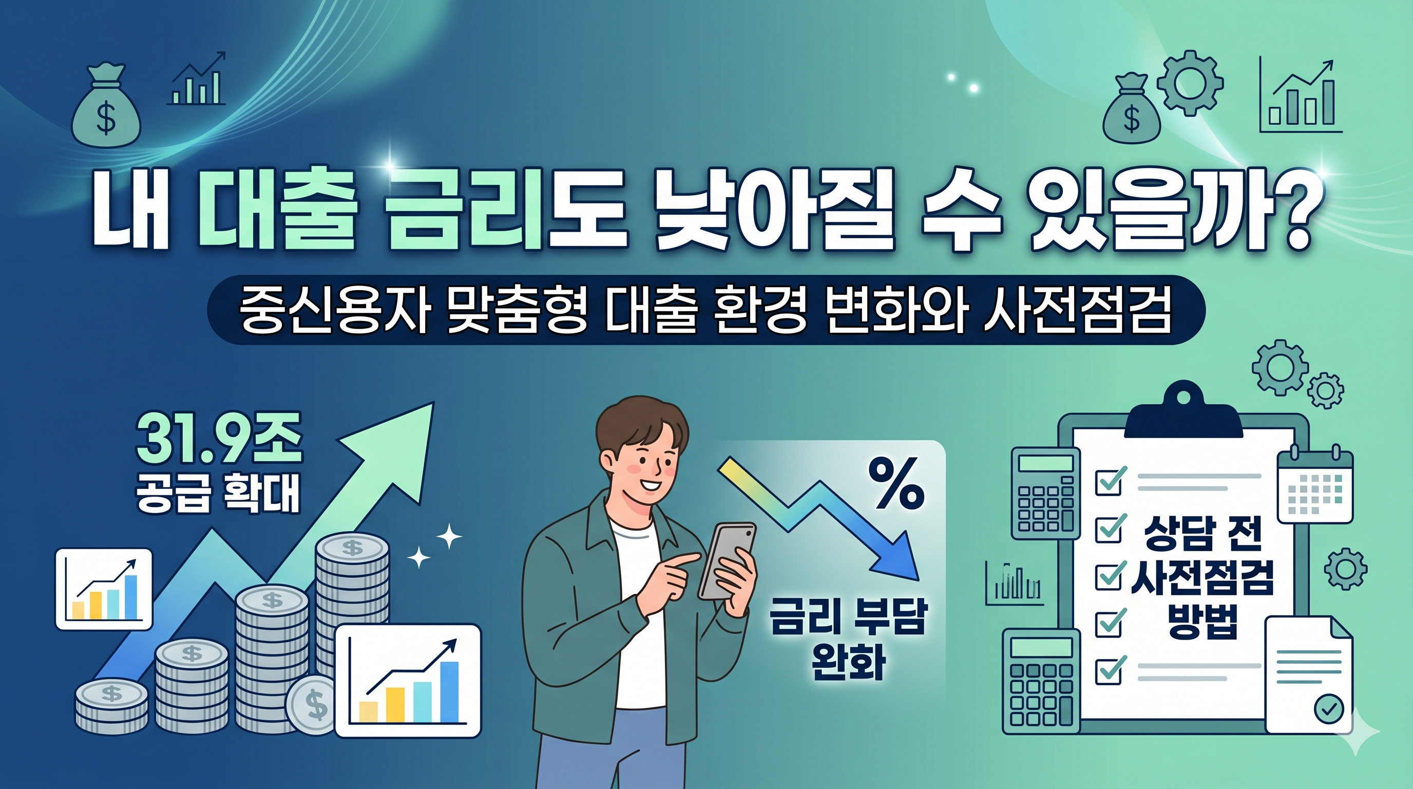 중신용자 맞춤형 대출 환경 변화와 사전점검 내용 인포그래픽