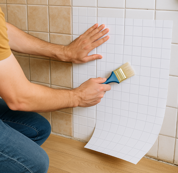 욕실 타일 리폼하는 사진