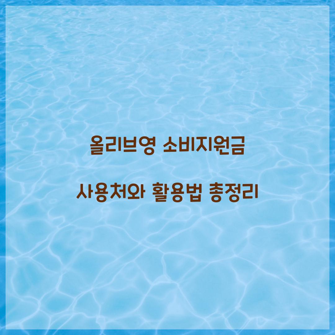 올리브영 소비지원금