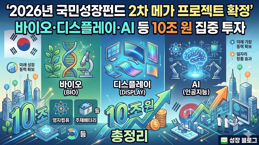국민성장펀드 2차 메가 프로젝트 확정: 바이오&middot;디스플레이&middot;AI 등 10조 원 집중 투자 총정리 2026