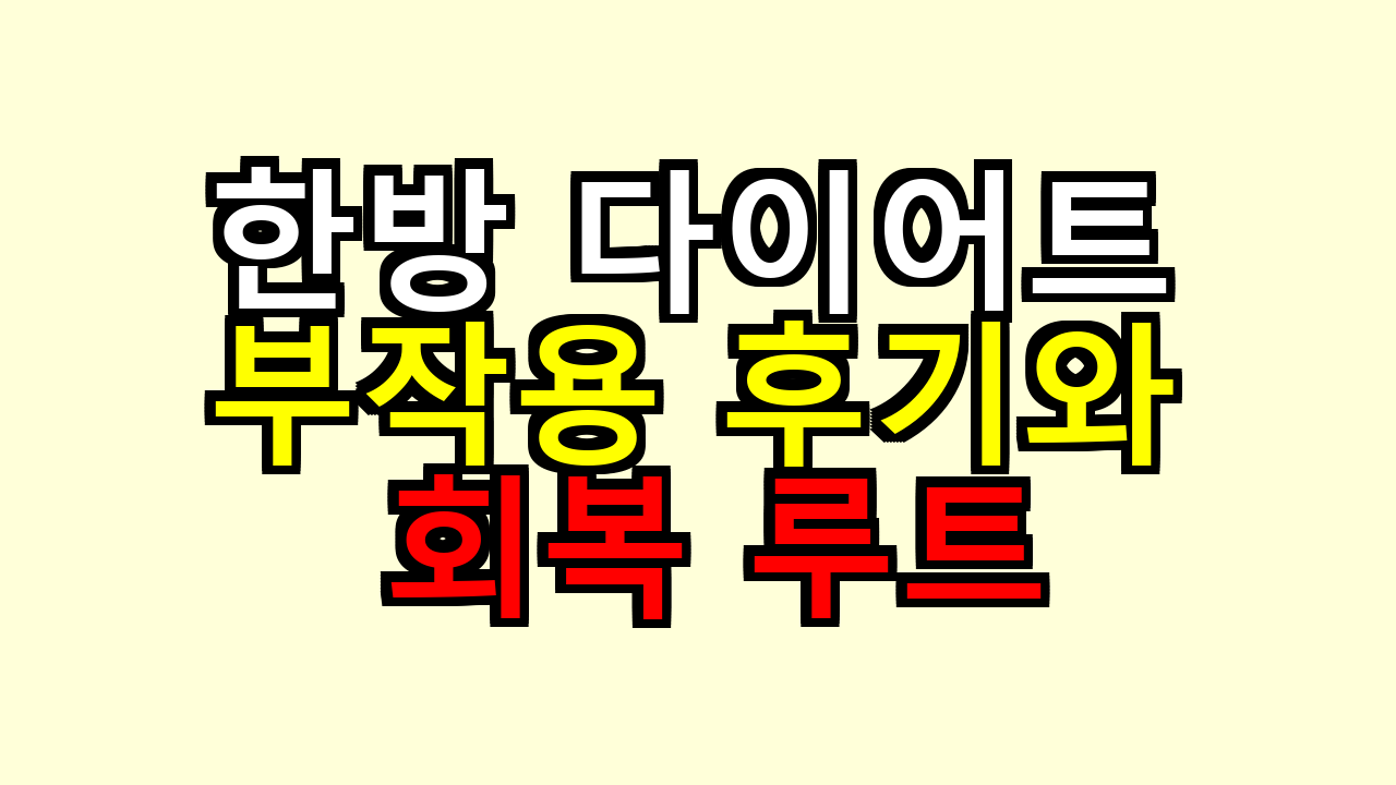 한방 다이어트 부작용, 겪고 나서야 알겠던 진짜 후기와 회복 루트