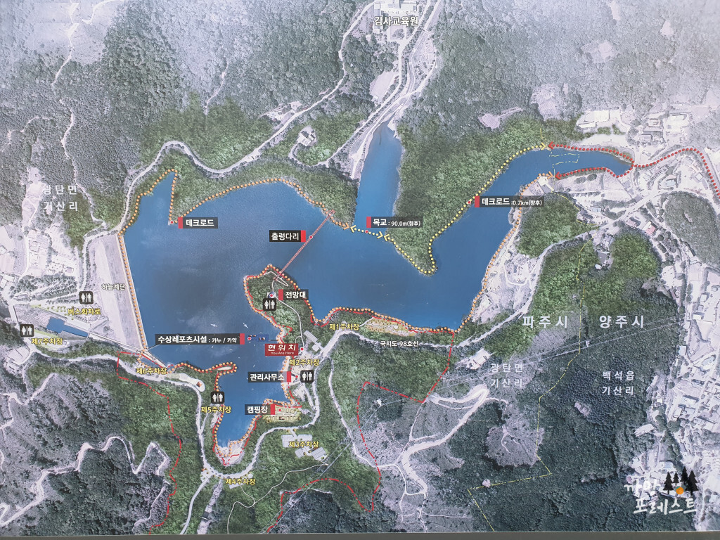 마장호수 주차장 지도