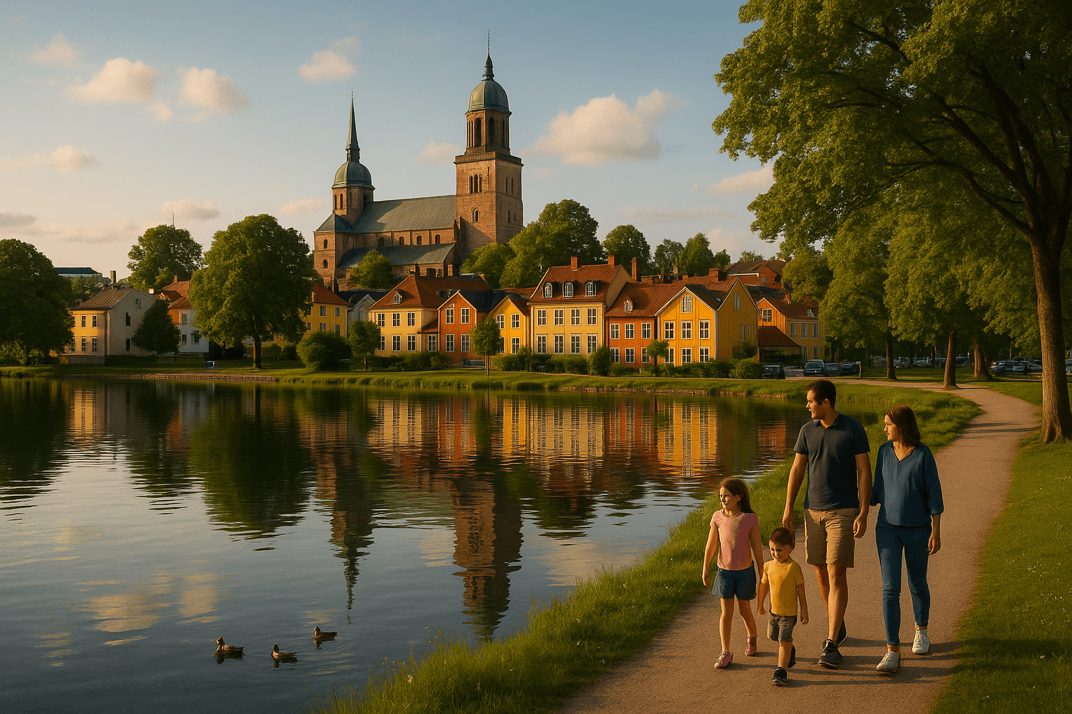 가족 아이와 함께 하는 북유럽 자연 이미지