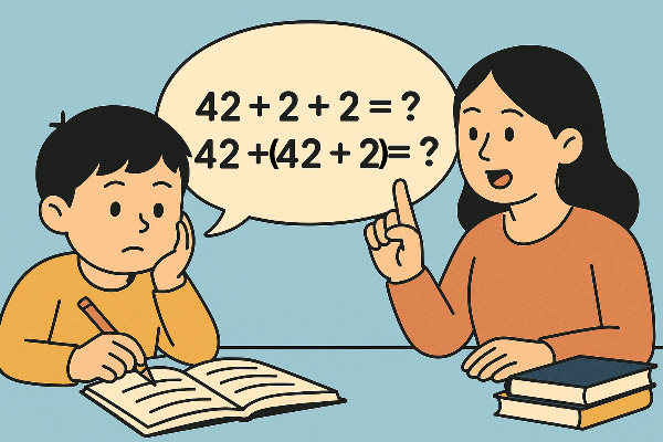 전체 쪽수를 구하는 문제를 풀고 있는 아이와 엄마 이미지