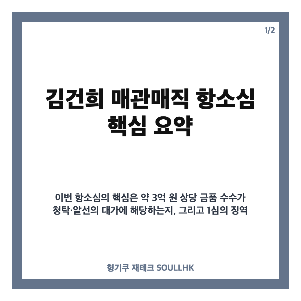 김건희 매관매직 항소심, 특검 징역 7년 구형 핵심 정리 카드뉴스 1