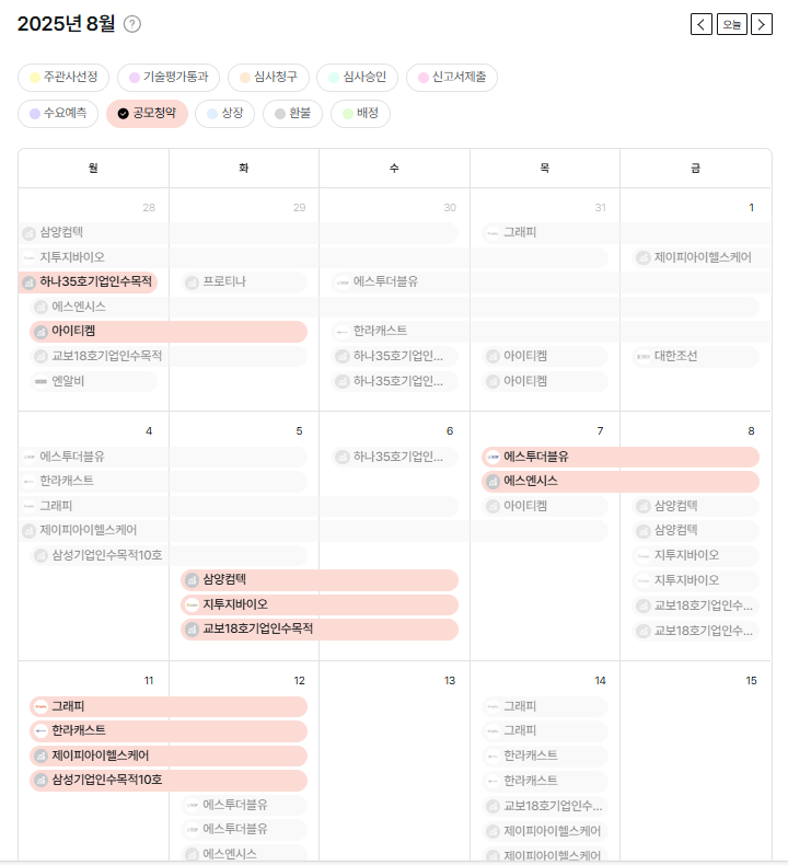 2025년 8월 공모주 청약일정