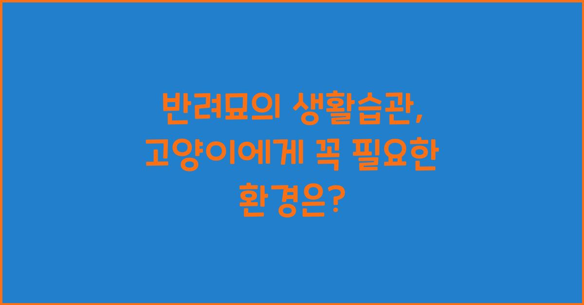 반려묘의 생활습관: 고양이의 일상적인 생활과 필요한 환경