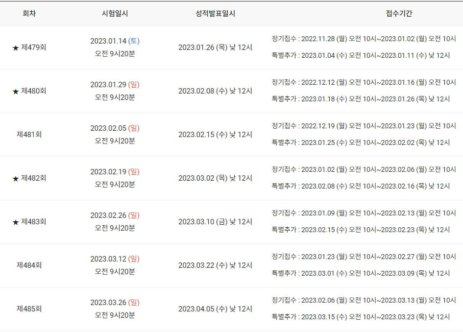 2023-토익시험일정-1월-3월