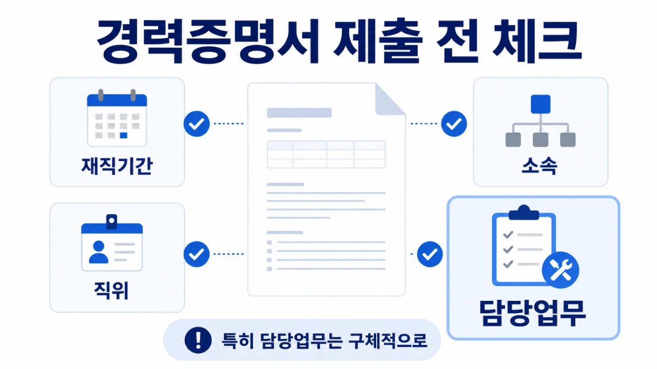 큐넷 경력증명서 제출 전 재직기간 소속 직위 담당업무 확인 체크리스트