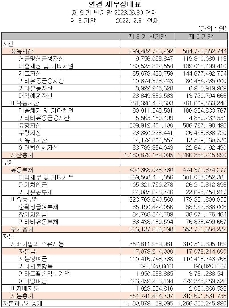 심텍 - 재무상태표