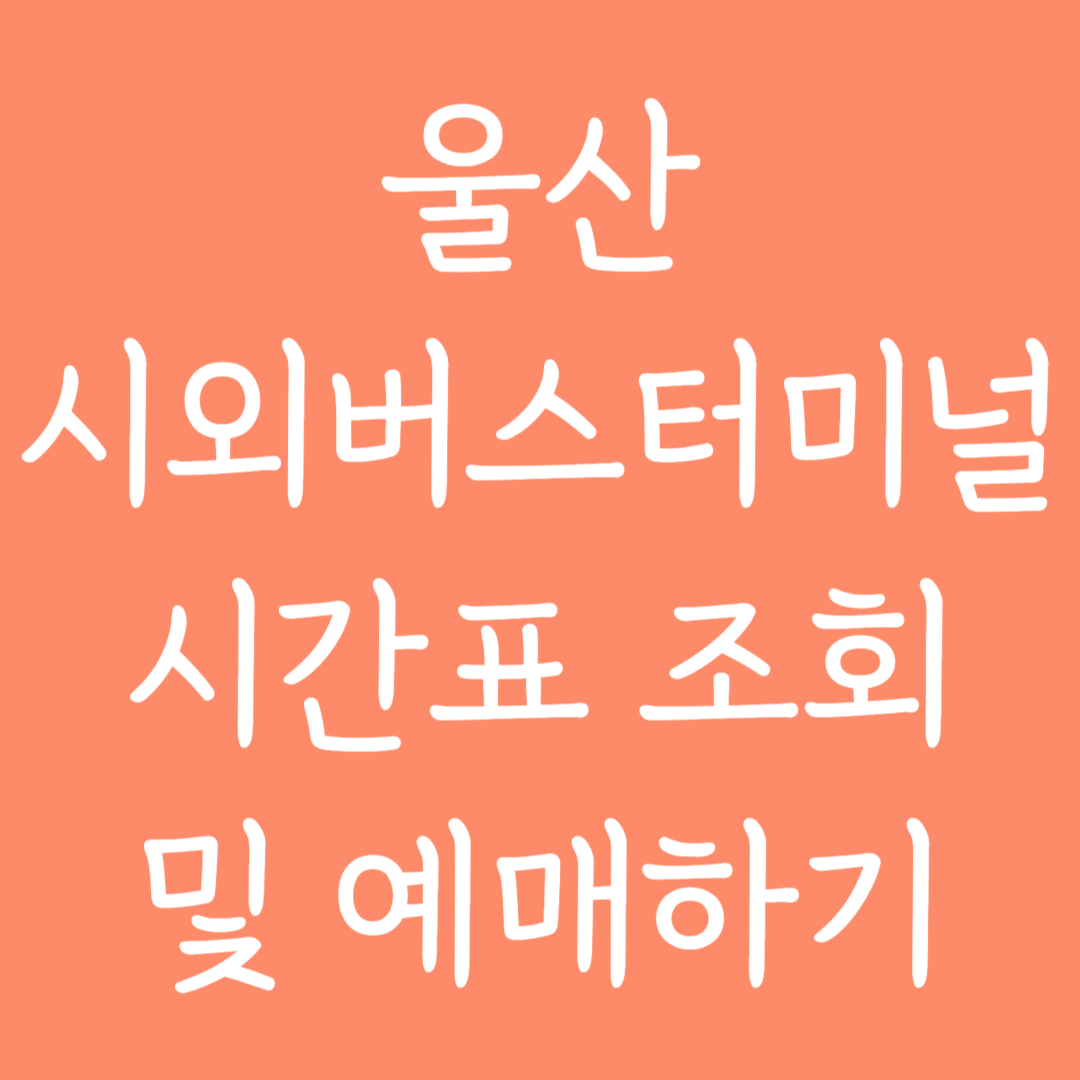 울산 시외버스터미널 시간표조회 및 예매하기