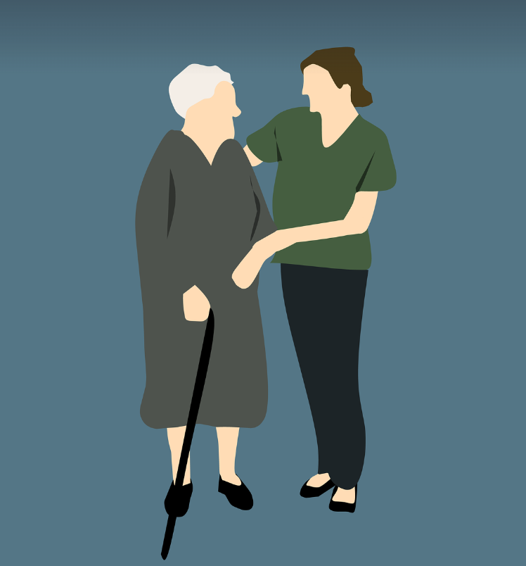 여자어르신과 간호사