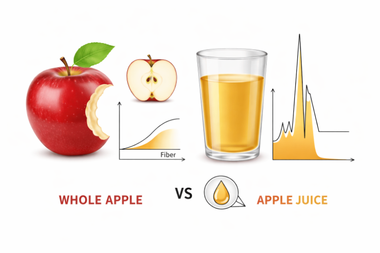 사과와 사과주스 혈당 상승 비교 식이섬유 혈당 스파이크 차이
