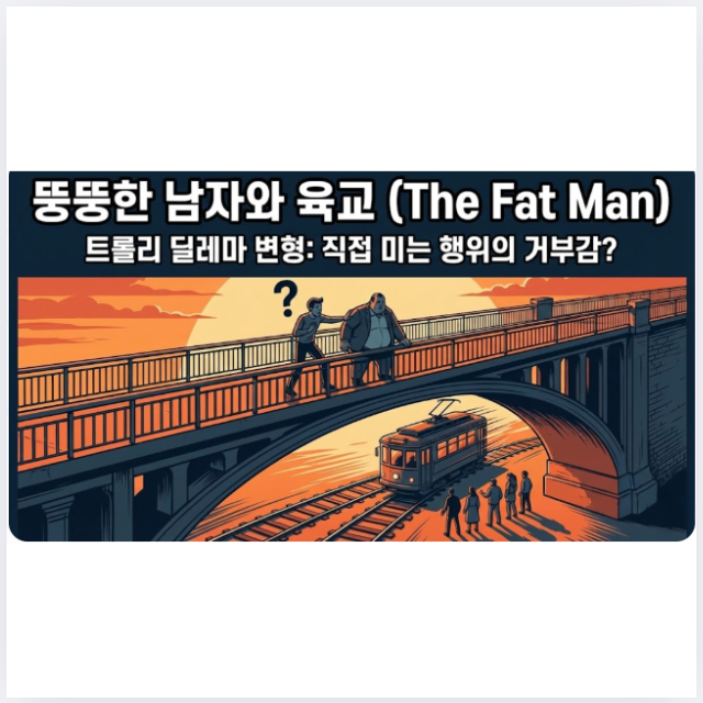 뚱뚱한 남자와 육교 (The Fat Man): 트롤리 딜레마의 변형. 내가 직접 사람을 밀어서 기차를 멈추는 행위는 왜 더 거부감이 들까?