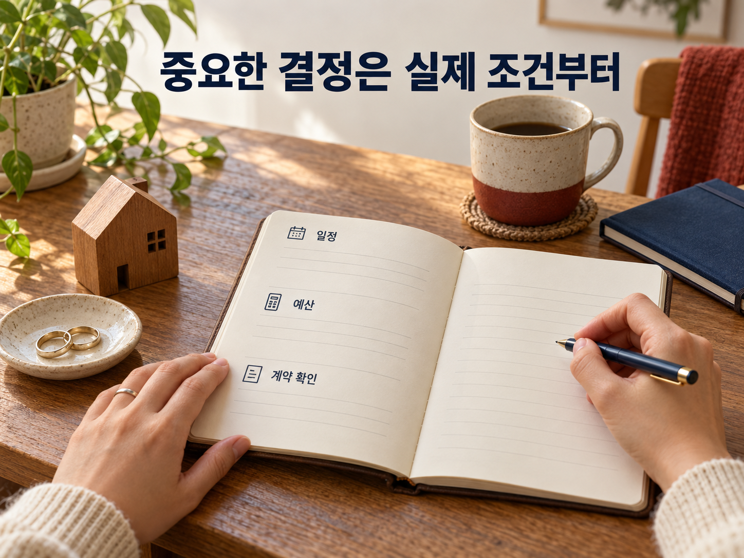 이사와 결혼을 앞두고 계획을 점검하는 모습