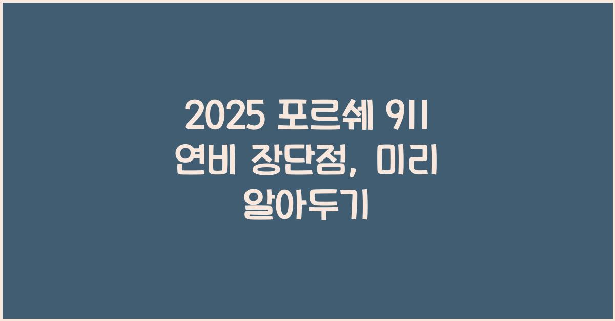 2025 포르쉐 911 연비 장단점