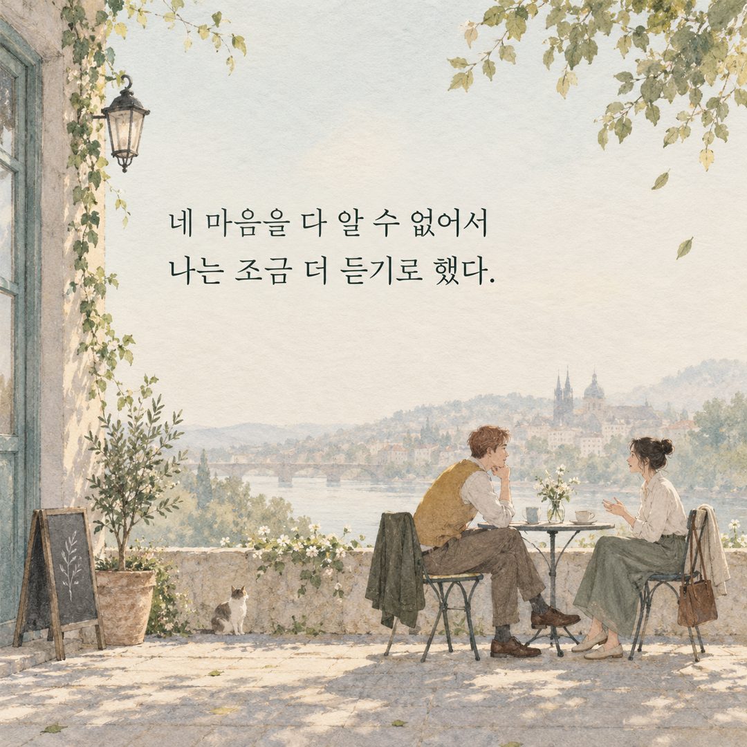 네 마음을 다 알 수 없어서 나는 조금 더 듣기로 했다.