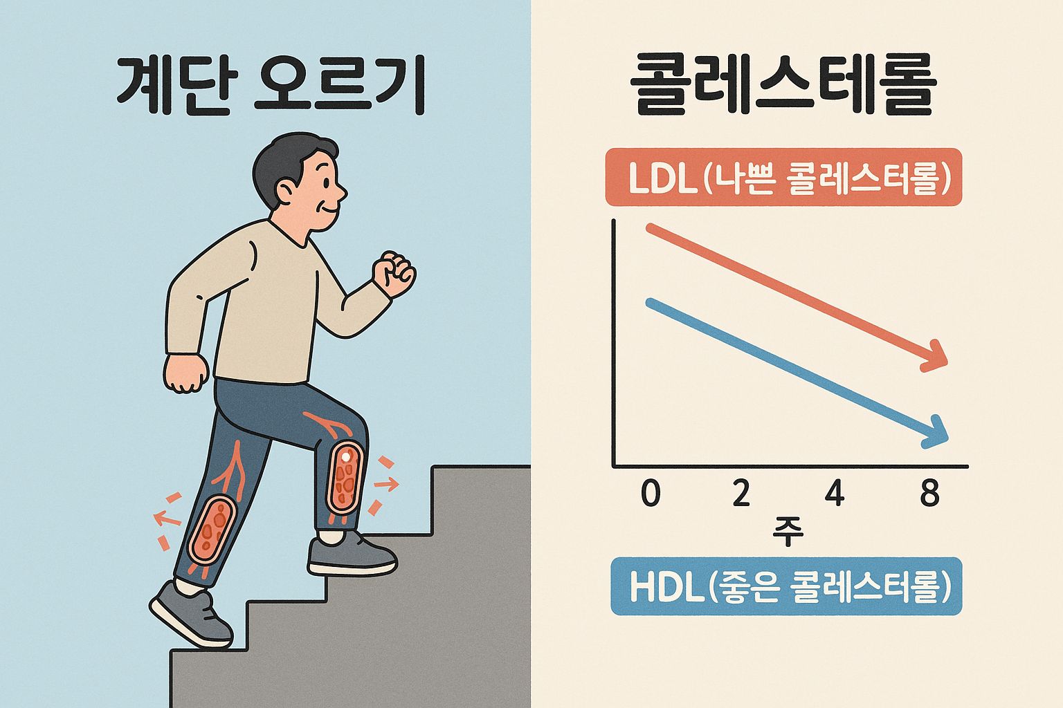 계단 운동과 콜레스테롤 관계 설명