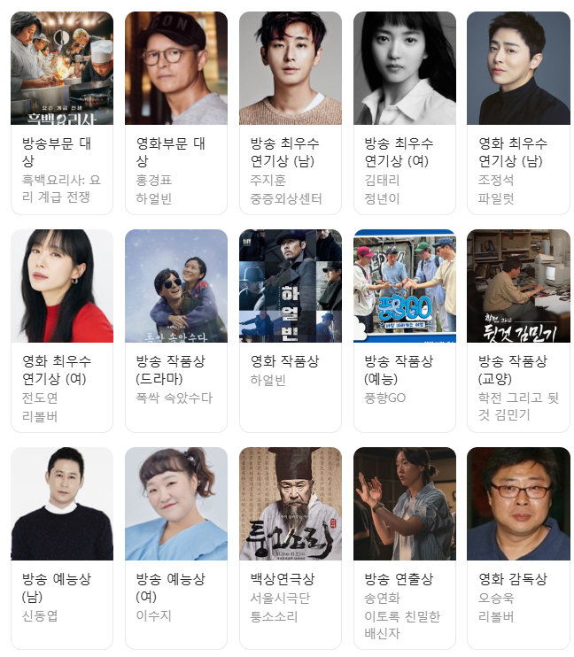 2025 백상예술대상 후보 이미지